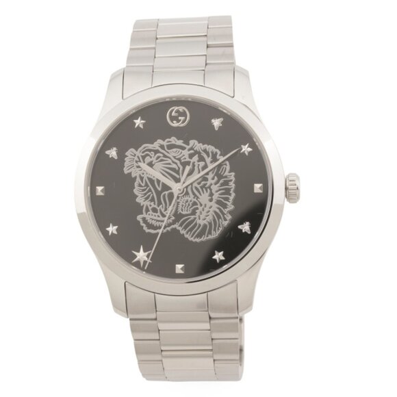 GUCCI Silver Men's Swiss Made G Timeless Med Tiger Bracelet Watch - Picture 1 of 2